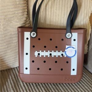 BOGG BAG Football Brown Tote with Black Handles